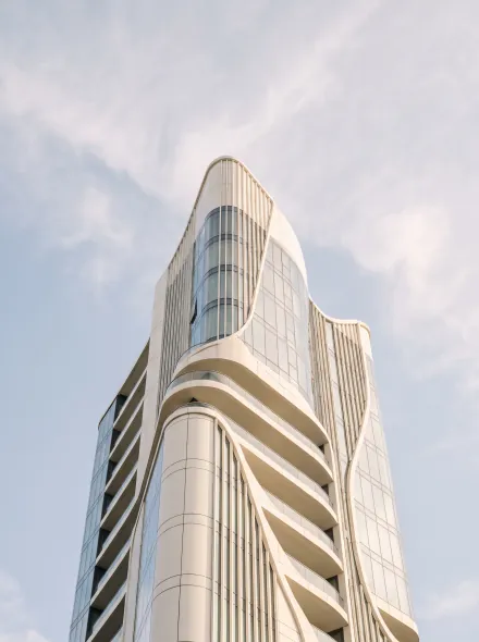 Sculptural facade of the SKYAIR tower